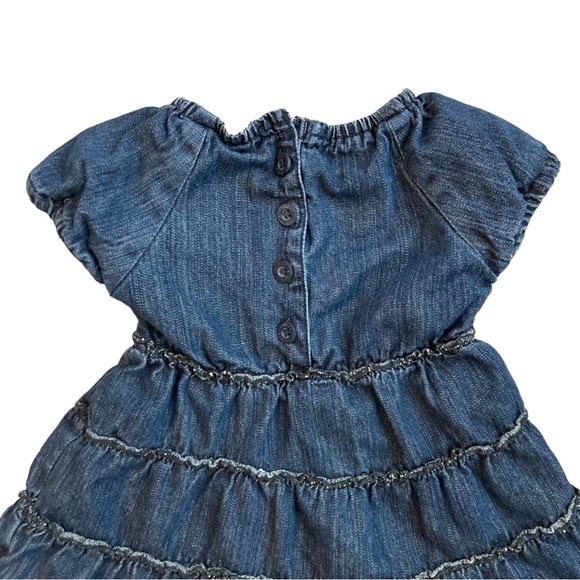 Paper denim & cloth denim tiered ruffle dress with puff sleeves, Sz 24M - Picture 10 of 11